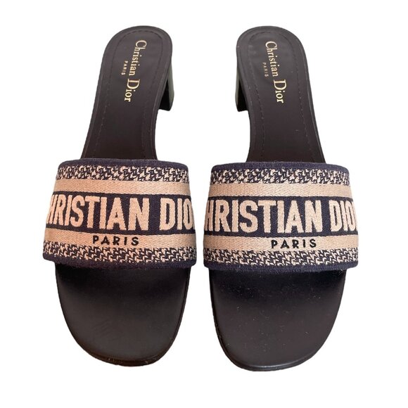 CHRISTIAN DIOR Dway Block Heel Slide Sandals Mules \\ 39 - Picture 2 of 10